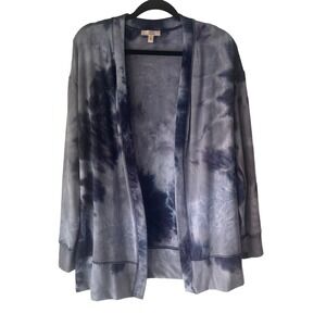 Como Vintage Women's Size Large Blue Tie Dye Soft Open Front Cardigan Sweater